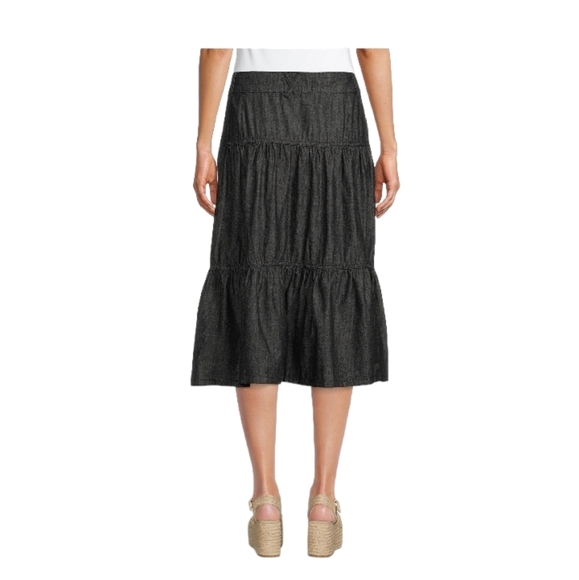 Time and Tru size 12 black tiered skirt NWT denim cotton - Picture 10 of 13